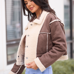 Orion Brown Reversible Faux Suede Jacket SALE - Image 5