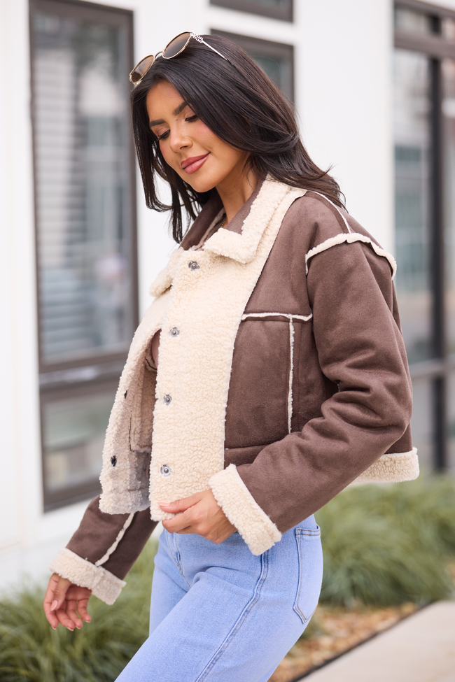 Orion Brown Reversible Faux Suede Jacket SALE - Image 5