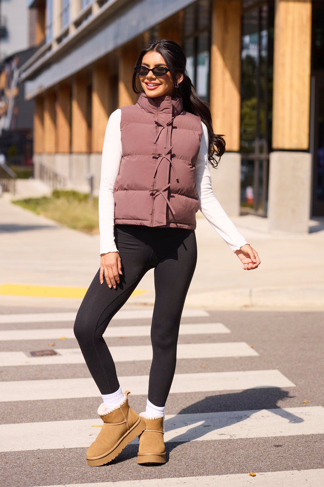 Liberty Brown Bow Puffer Vest SALE - Image 2