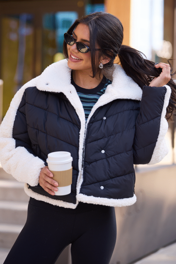 Kiki Black Sherpa Trim Jacket SALE
