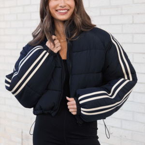 Amelia Black and White Puffer Jacket SALE - Image 1