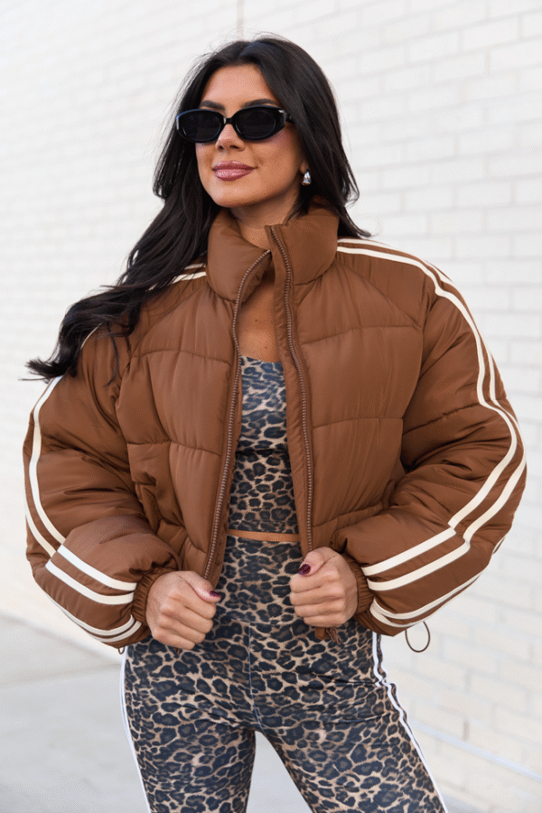 Amelia Brown and Cream Puffer Jacket SALE