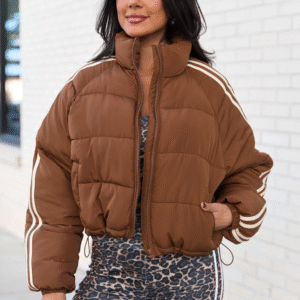 Amelia Brown and Cream Puffer Jacket SALE - Image 3