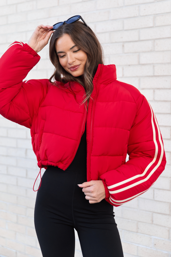 Amelia Red and White Puffer Jacket SALE