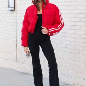 Amelia Red and White Puffer Jacket SALE - Image 2