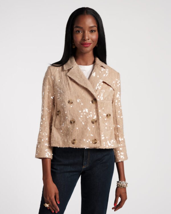 Frances Valentine Champagne Sequin Moto Jacket