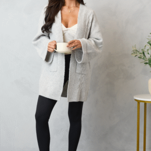 Aleah Grey Cable Sweater Coat SALE - Image 2