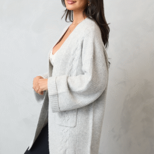 Aleah Grey Cable Sweater Coat SALE - Image 4